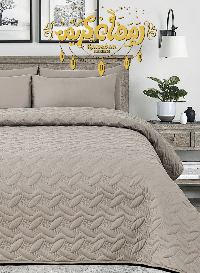 Master Home Textile 3Piece Microfiber Bedspread Set Fits 120 x 200 cm Single Size Bed Single Size Compressed Comforter Set Elmira Series - Image 1